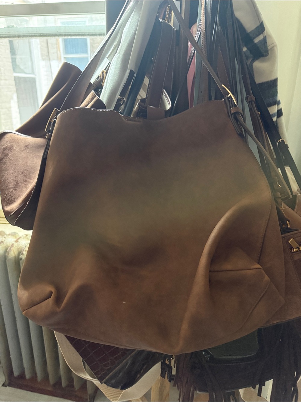 Brown Leather Shoulder Tote Bag